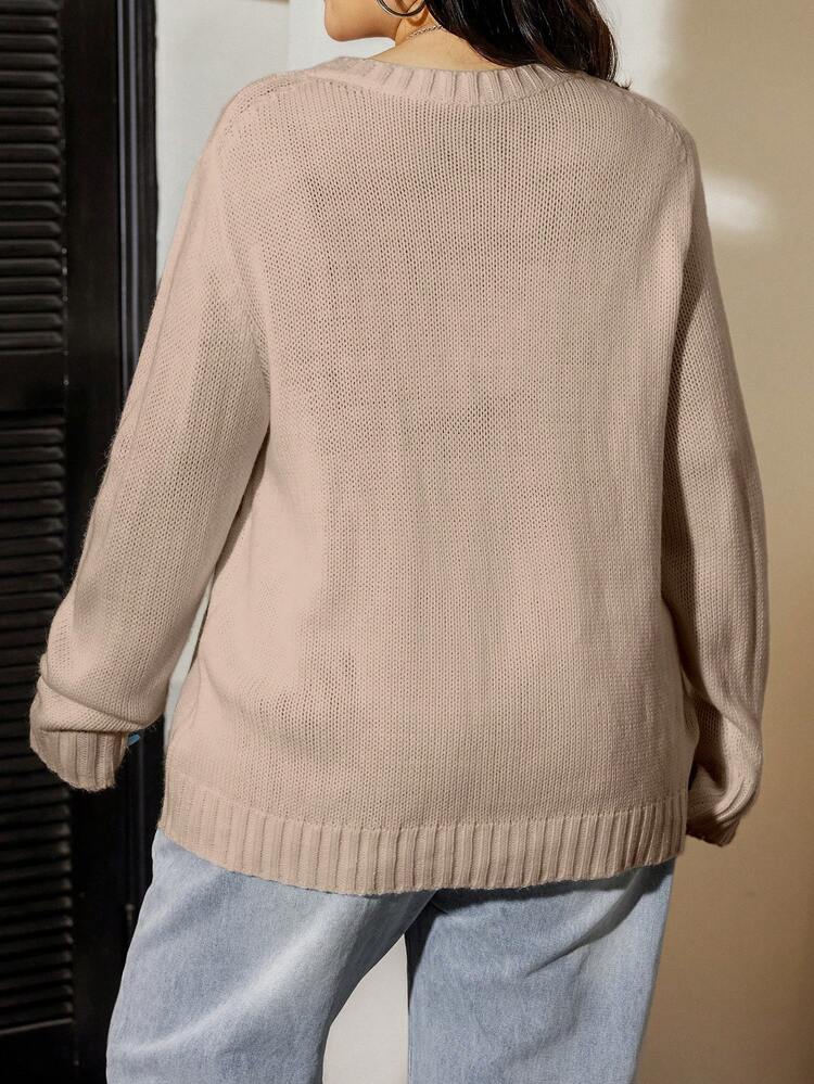 Plus Size Women's Flag Patterned Sweater Pullover