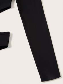 SHEIN ICON Women's Asymmetrical Collar Hollow Out Long Sleeve Dress - Black - View 9