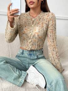 SHEIN EZwear 女士長袖短款開衫 - 彩色 - 查看 3