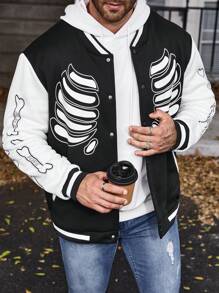 Manfinity LEGND Große Größen Baseball Jacke mit Herren Schädel Muster, - Verschiedenfarbig - Übersicht 5