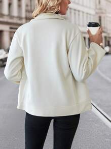 SHEIN Clasi Lapel Drop Shoulder Woolen Coat - Apricot - View 2