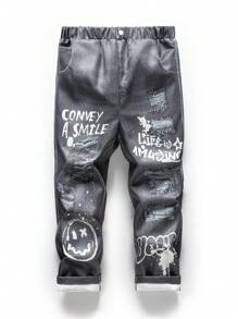 SHEIN Con trai Giải trí Dệt Thẳng Quần Với In Mẫu , Chiều dài trung bình - Nhiều màu - Xem 1