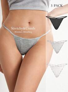Ocili Ropa Interior Tipo Tanga Con Tiras Estampadas Y Letras Para Mujer - Multicolor - Ver 4