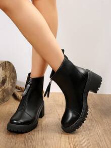 女裝時尚短靴黑色靴子 - 黑色 - 查看 7