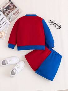 Baby Girls' Color Block Jacket And Shorts Set - Red - View 2