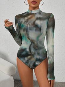 SHEIN Essnce Nhuộm buộc Lưới Áo liền quần chặt - Nhiều màu - Xem 1