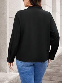 SHEIN Frenchy Plus Size Women's Long Sleeve Shirt - Black - View 2