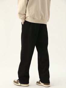 Men's Casual Versatile Drawstring Waist Straight Leg Pants, For Fall
