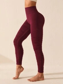 SHEIN Sports Wide-waist Pleated Sports Leggings