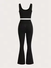 SHEIN Sports Women's Seamless Hooded Athletic Tracksuit - Black - View 10