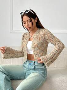 SHEIN EZwear 女士長袖短款開衫 - 彩色 - 查看 6
