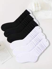 6 Pares De Calcetines Básicos De Color Liso