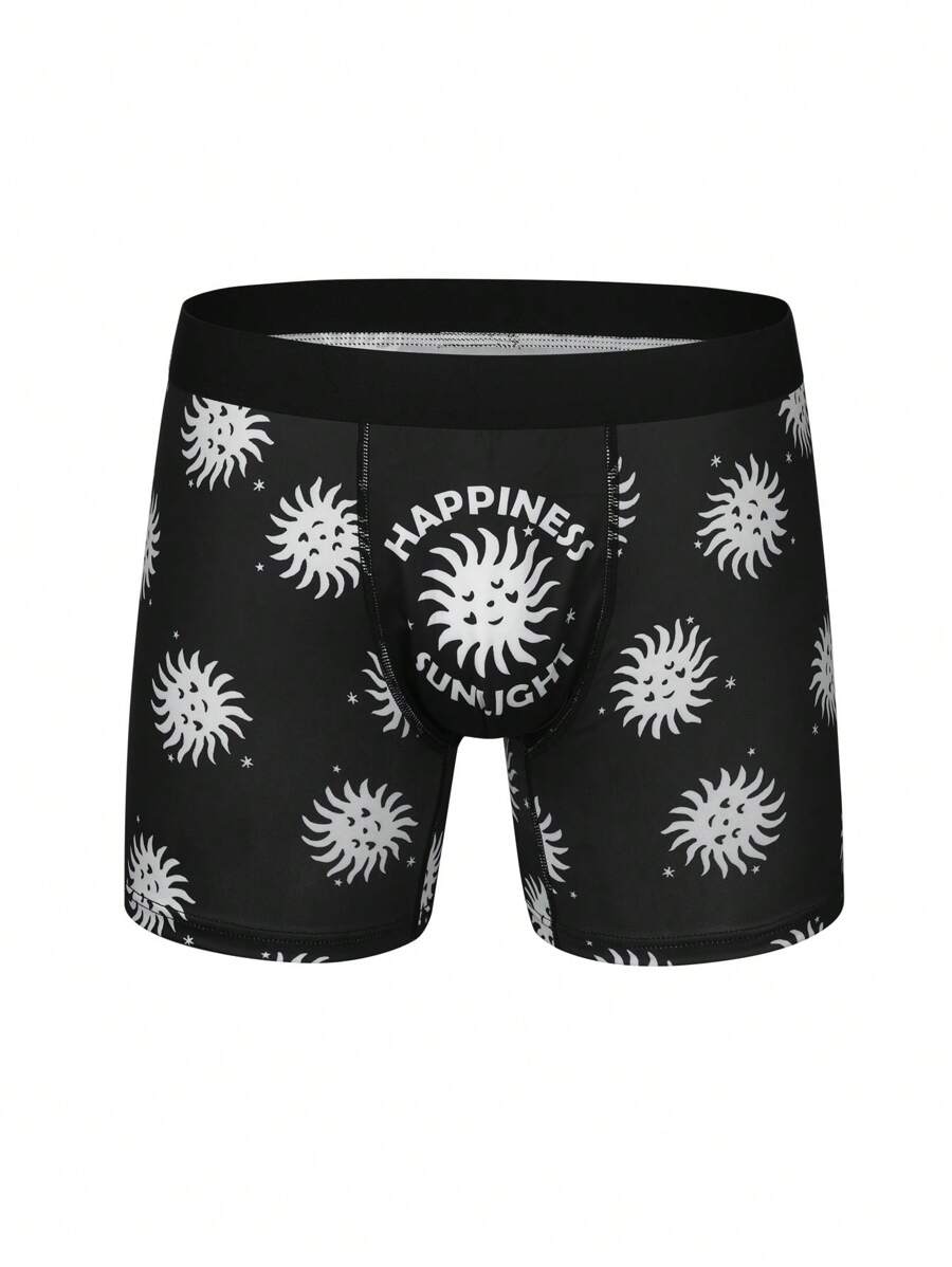 Men's Printed Square Leg Underwear - Black and White - View 1