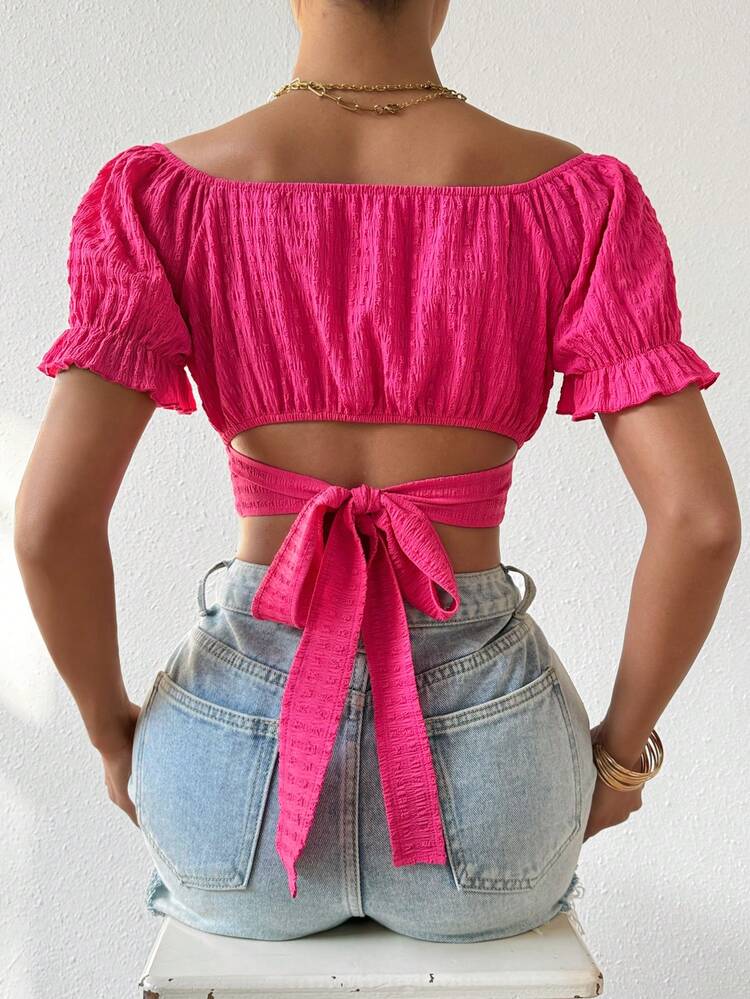 Puff Sleeve Cropped Blouse