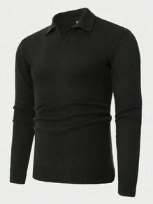 RueChic 男士高領長袖毛衣 - 黑色 - 查看 1