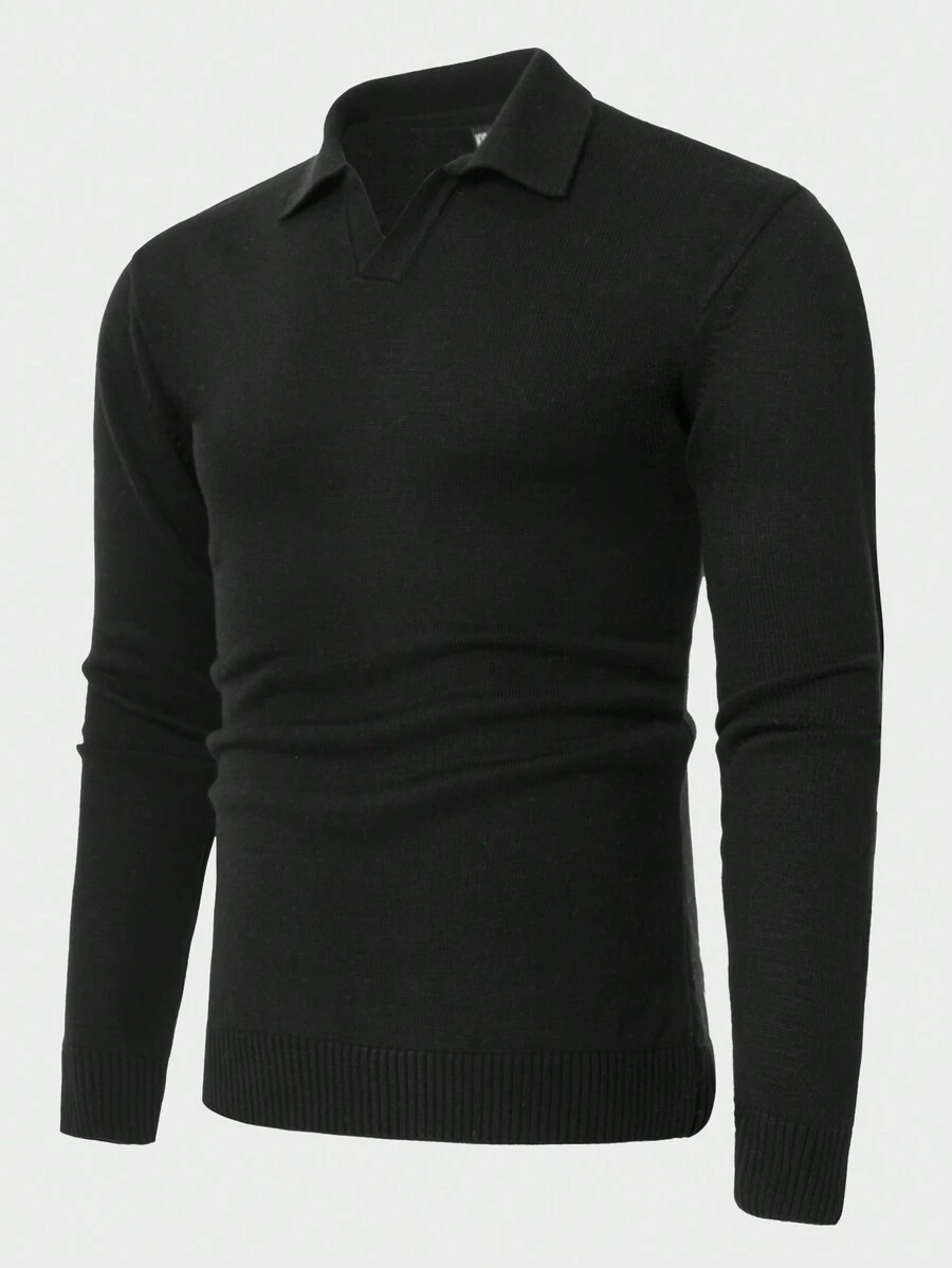 RueChic 男士高領長袖毛衣 - 黑色 - 查看 1