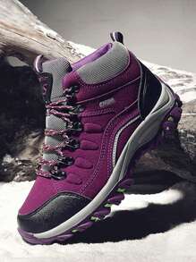 女士休闲时尚徒步鞋，带保暖内衬和防滑鞋底 - 紫色 - 查看 2