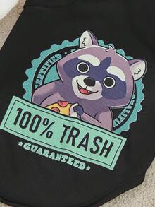 Geekydog 1件黑色可愛浣熊卡通印花寵物狗/貓背心 - 彩色 - 查看 3