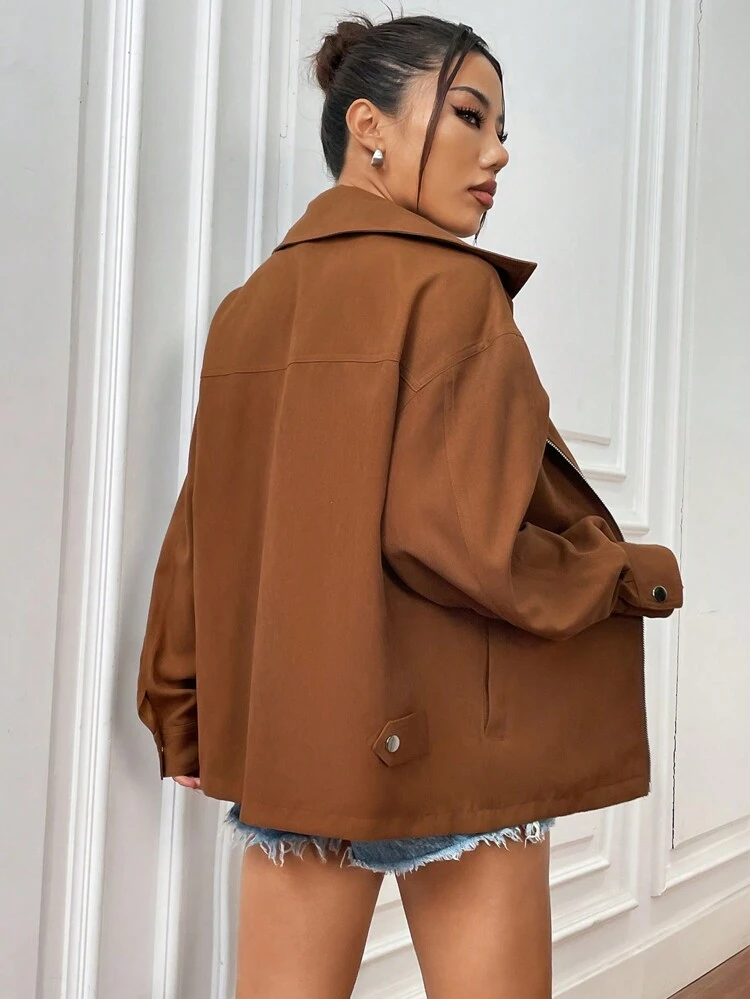 Slouchy Drop Shoulder Zip-up Jacket