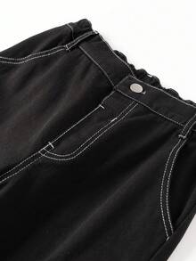 男童黑色休閒工業風口袋牛仔褲 - 黑色 - 查看 3