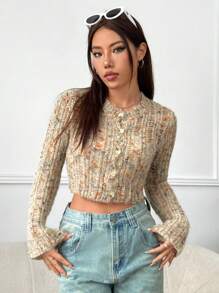 SHEIN EZwear 女士長袖短款開衫 - 彩色 - 查看 1