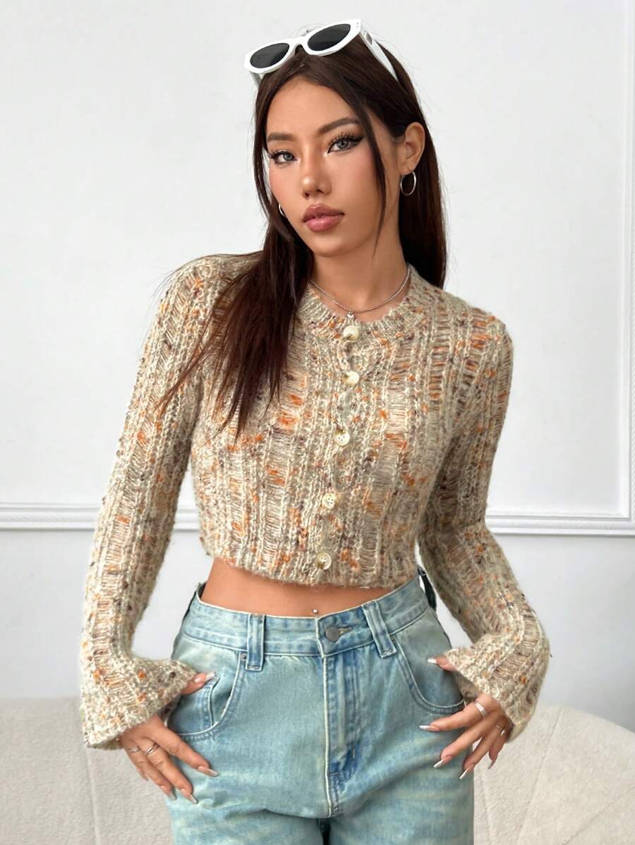 SHEIN EZwear 女士長袖短款開衫 - 彩色 - 查看 1