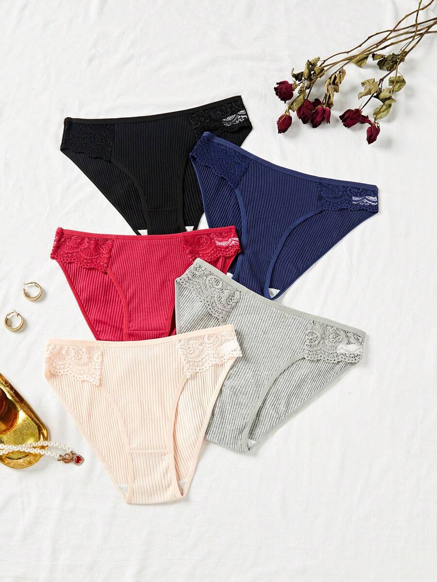 4入組蕾絲邊三角褲