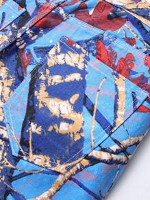 Tween 男童休闲破洞树枝印花锥形牛仔裤 - 彩色 - 查看 3