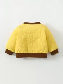 SHEIN Baby Boy Color Block Baseball Collar Padded Coat - Multicolor - View 2