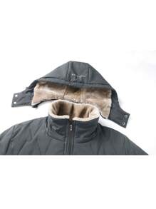 Men's Plus Size Thermal Lined Hooded Casual Warm Coat - Dark Grey - View 4