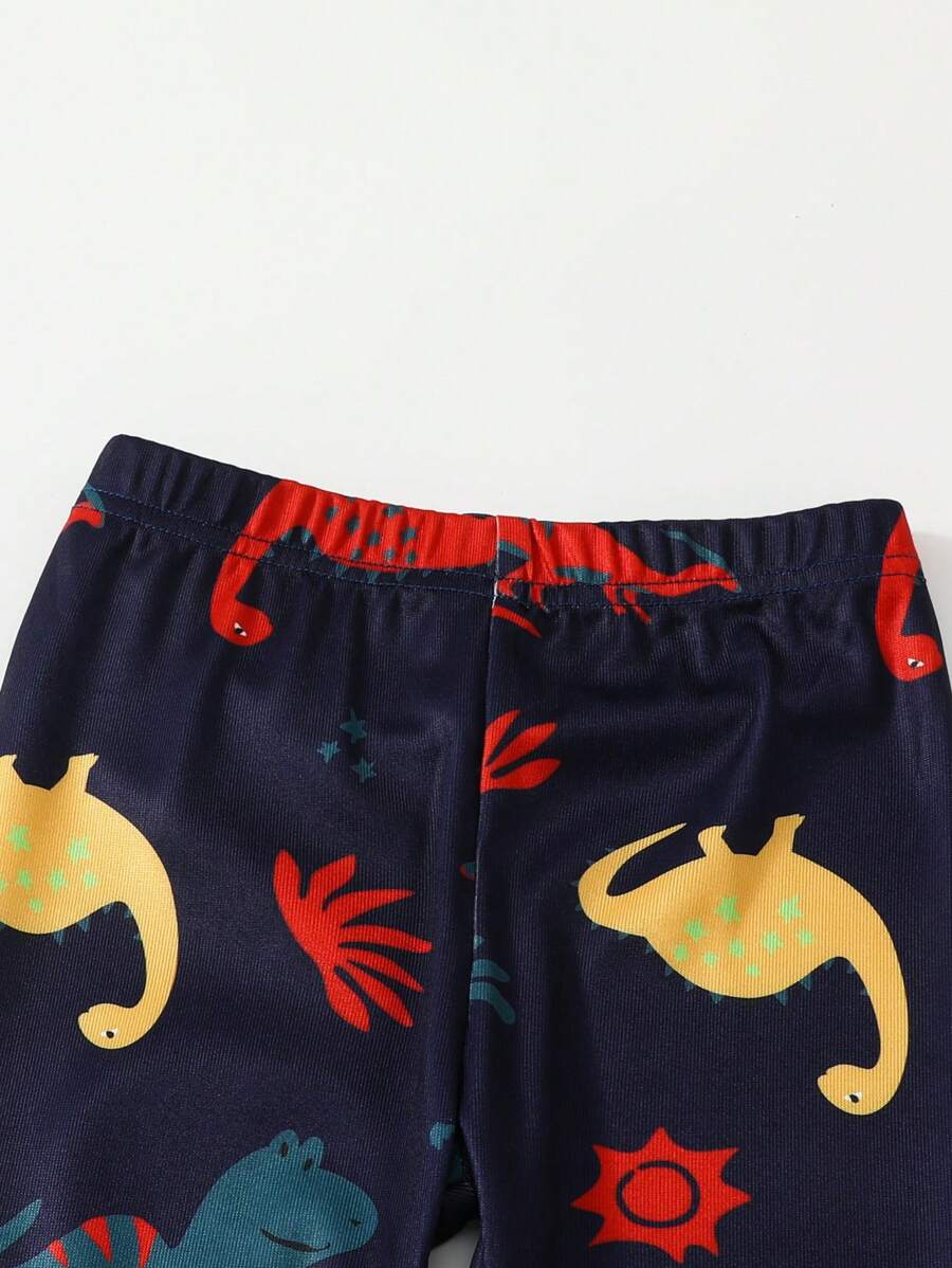 SHEIN Baby Boy Snug Fit Cute Dinosaur Embroidery Long Sleeve Top And