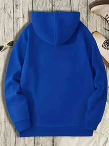 Moletom Masculino com Forro Quente e Estampa de Slogan - Azul Royal - Visão 2