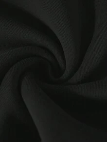 SHEIN EZwear 大尺碼休閒圓領印字心形圖案運動衫 - 黑色 - 查看 3