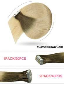 20pcs Tape In Hair Extensions Camel Brown And Gold Color 18-26Inch 50g Remy Straight Tape In Real Human Hair Tape In Hair Tape Ins Hair Extensions - S4/613 - View 4