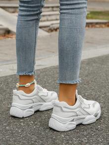 女士厚底运动鞋，2024年春季新款，百搭时尚，厚底休闲运动鞋 - 白色 - 查看 2
