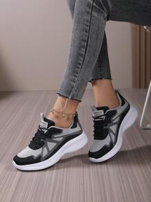 Breathable Mesh Lightweight Casual Running Shoes With Soft Sole For Women - Dark Grey - View 1