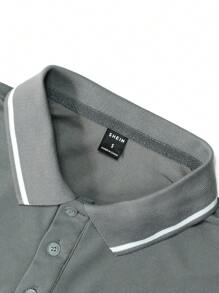 Manfinity Homme Men Contrast Trim Polo Shirt - Grey - View 5