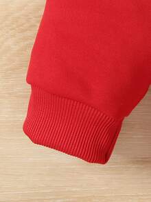 2入組幼童男孩英文字母拼接長袖衛衣和褲子,春秋季圓領款式 - 酒紅色 - 查看 5