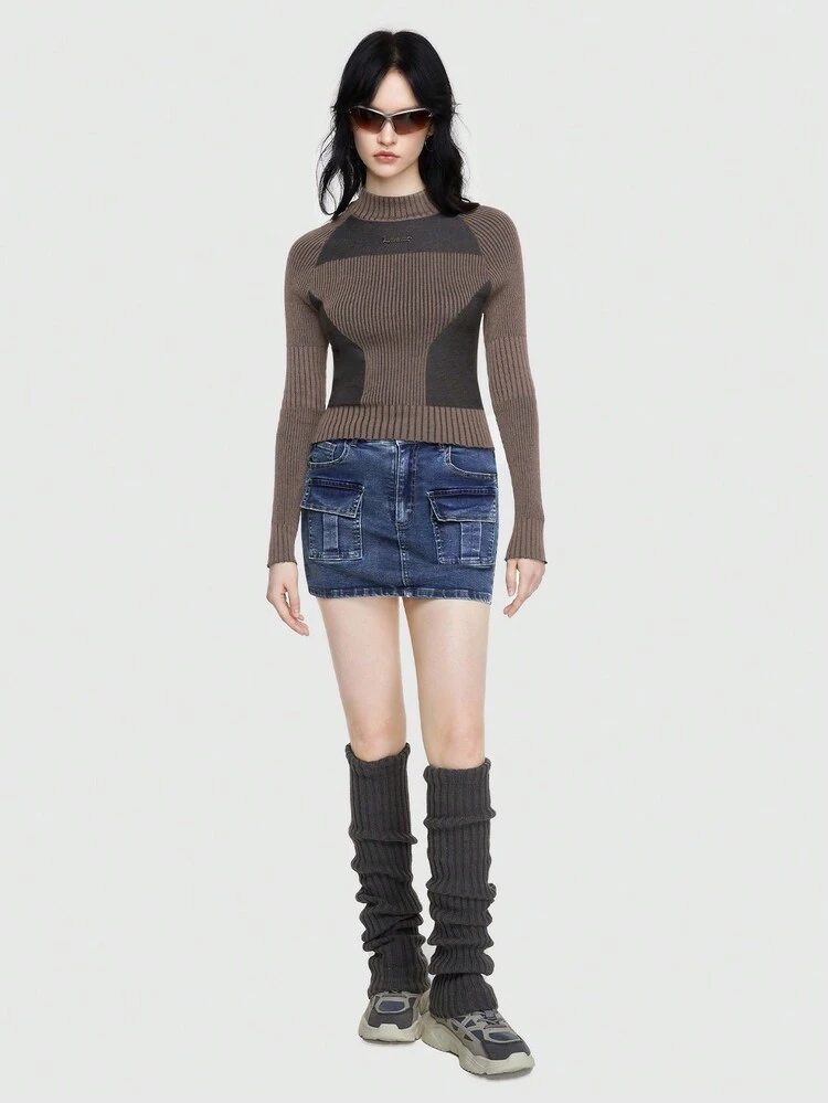 Vintage American Style Women'S Low Waist Denim Mini Skirt With Multi-Functional Pockets