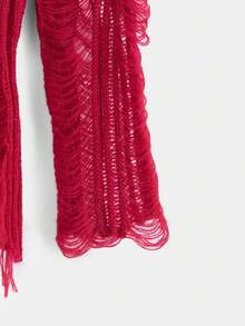 SHEIN MOD 抓絨仿舊長袖毛衣 - 紅色 - 查看 5