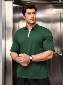 Manfinity VCAY Herren Poloshirt Mit Halbem Reißverschluss Und Lockerer Passform Für Kurze Ärmel