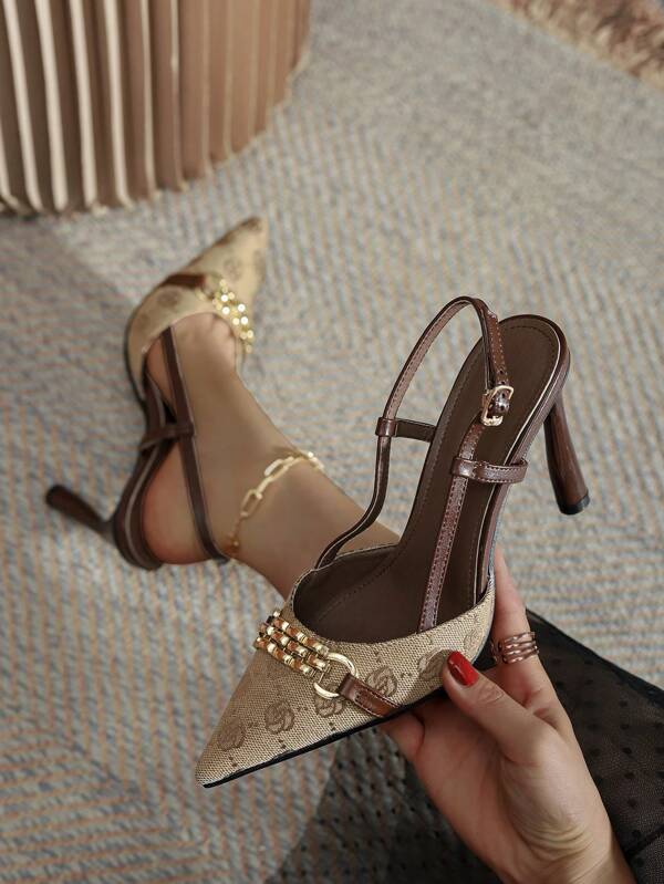 Women's Retro Embroidery Pointed Toe High Heels With Fashion Buckle Ankle Strap,Elegant,Party