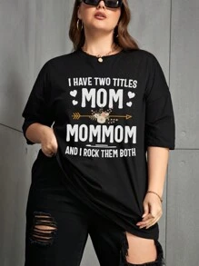 INAWLY Camiseta De Manga Caída De Talla Grande Para Mujeres Con Estampado De Eslogan