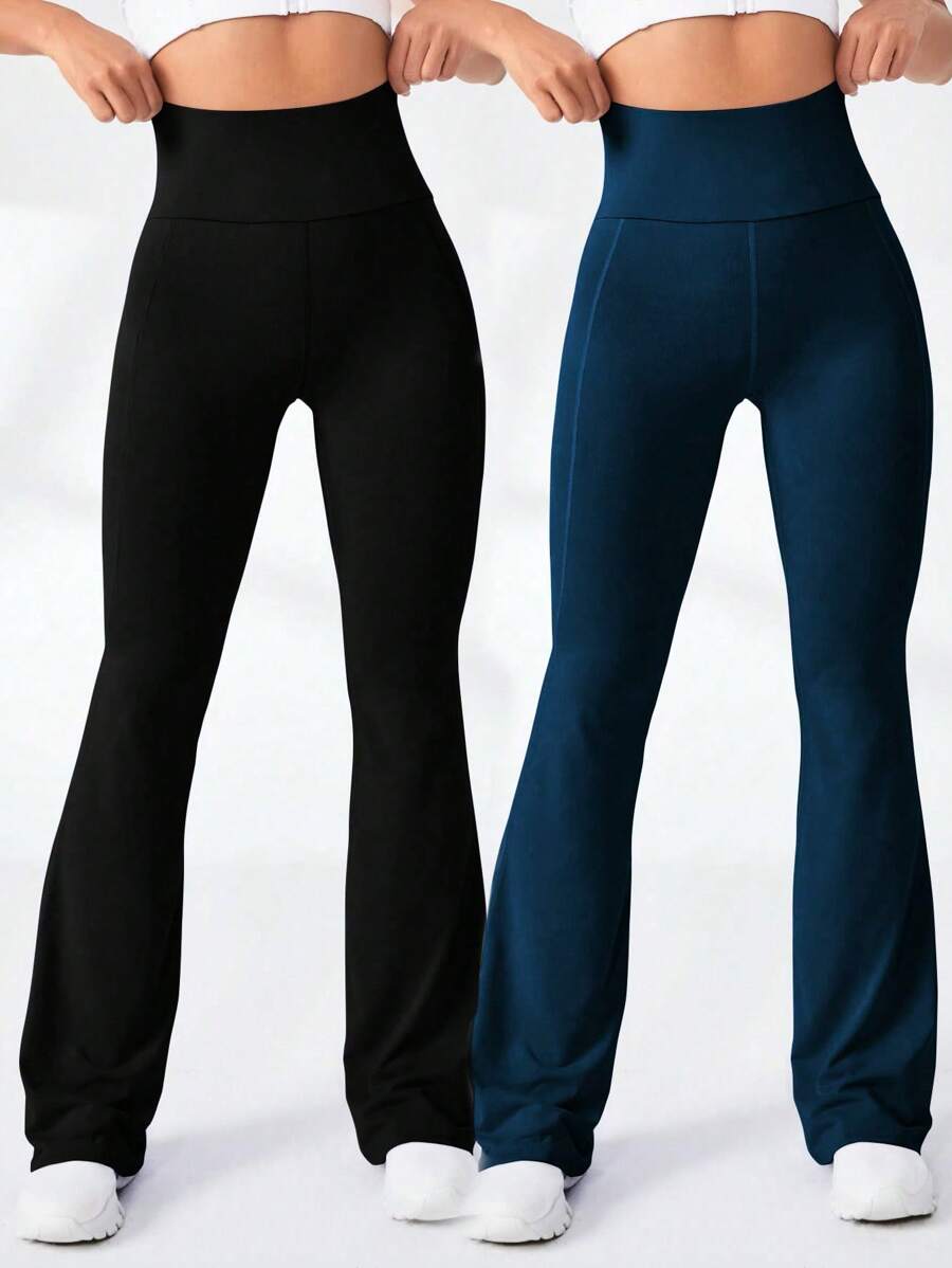 SHEIN Sports 2pcs Women's Flare Sports Pants - Multicolor - View 1