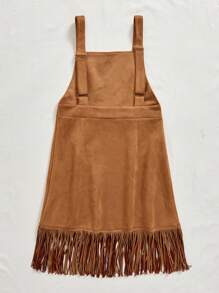 Soleia 女士流蘇邊飾毛邊連身裙,配有珠繡細節 - 卡其色 - 查看 2