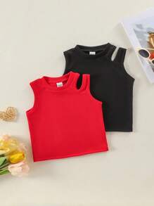 SHEIN 小女孩鏤空背心 - 彩色 - 查看 1