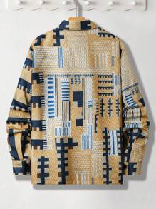 Manfinity Homme Giubbotto A Collo Alto Con Stampa Geometrica Da Uomo - Giallo - Visualizzare 2