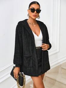 Allurite 女士連帽長袖外套 - 黑色 - 查看 4