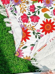 SHEIN Swim Quý cô Áo tắm một mảnh Với In hoa Và Nếp uốn - Nhiều màu - Xem 6