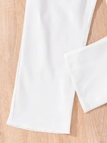 Teen Girls' Batwing Short Sleeve Blouse, Ruffled Cami Tank Top And Long Pants Set - White - View 5